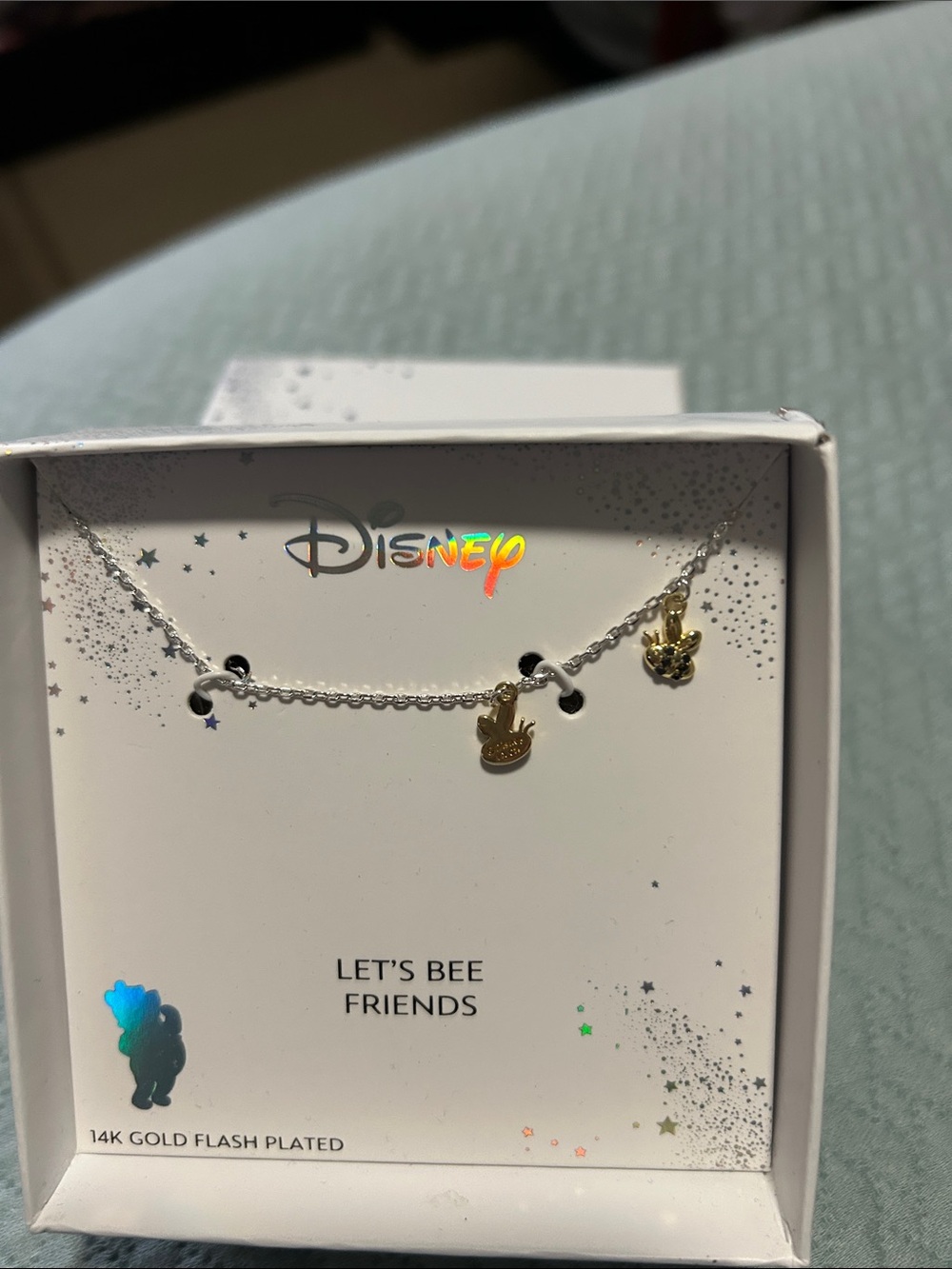 Disney Gold Bee Charm Necklace with Silver Chain